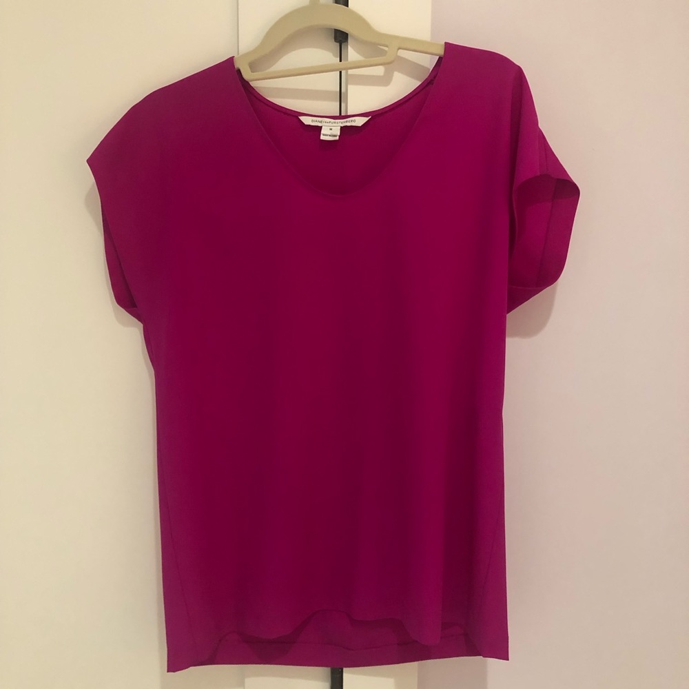 Diane Von Furstenberg magenta blouse, size medium